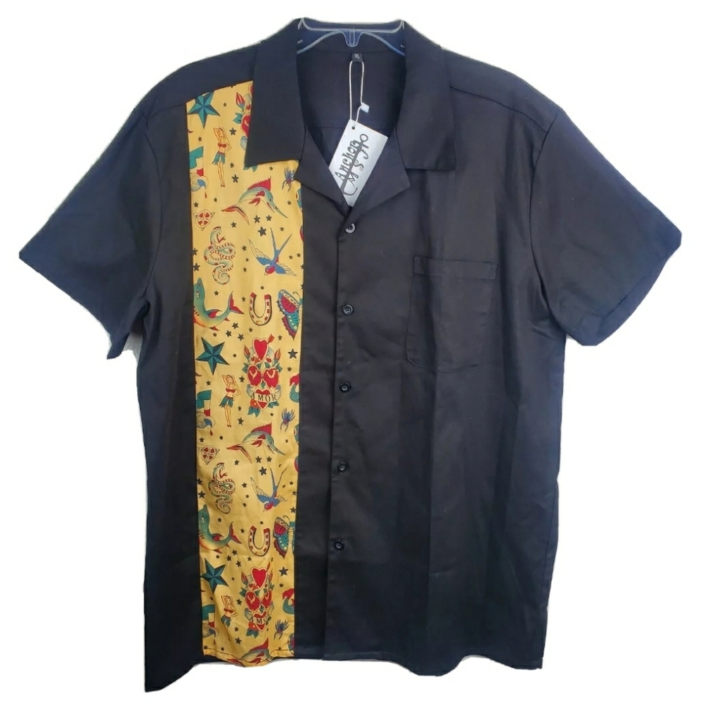 Anchor MSJ Rockabilly Bowling 50s Button Shirt New
